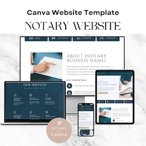 Notary Website, Premium Notary Business Template, Canva Notary Legal Personal Affairs Editable Gold Website, DIY Notary Public Site,