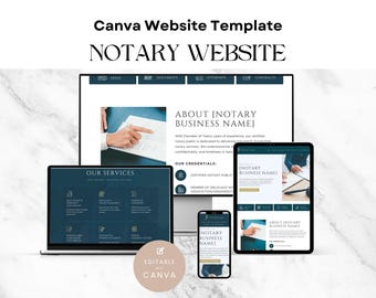 Notary Website, Premium Notary Business Template, Canva Notary Legal Personal Affairs Editable Gold Website, DIY Notary Public Site,