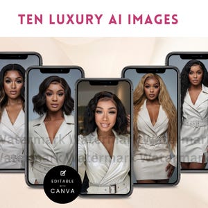 PLR Stock Photo Bundle, Ready To Use Photos in Digital Products, Premium Hair Stock Photos - Hair Extension Images - Lace Front Wig Models