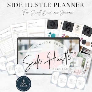 SIDE HUSTLE PLANNER, Sell on Etsy, Passive Income, Small business plan, Digital Downloadable Business Brand Templates