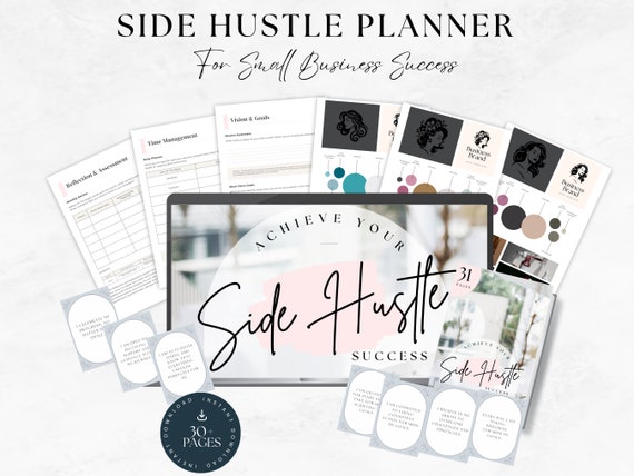 SIDE HUSTLE PLANNER, Sell on Etsy, Passive Income, Small business plan, Digital Downloadable Business Brand Templates