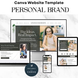 Canva Website Template for Personal Branding, Editable Digital Site, Digital Marketing Business Customisable Design for Entrepreneurs