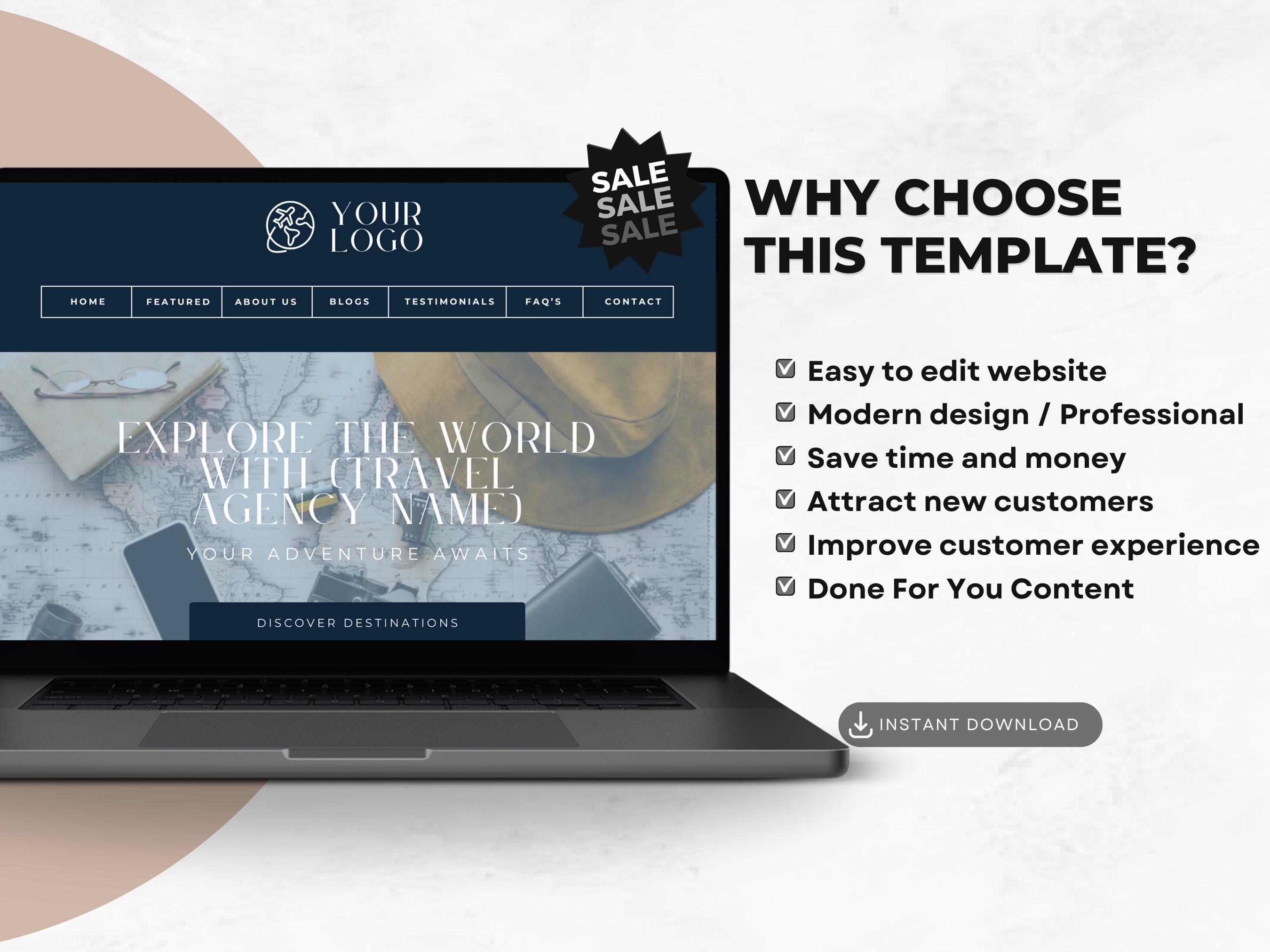 Travel Agent Website Template, Customizable Canva Design for Travel