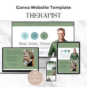 Male Life Coach Therapist Canva Website Template, Psychotherapist Landing Page Design, Professional Mental Health Counsellors