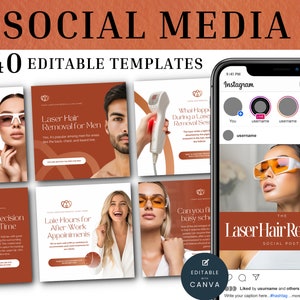 Posts Instagram-sjablonen voor laserontharing. Salon Business-posts en freelance schoonheidsspecialisten