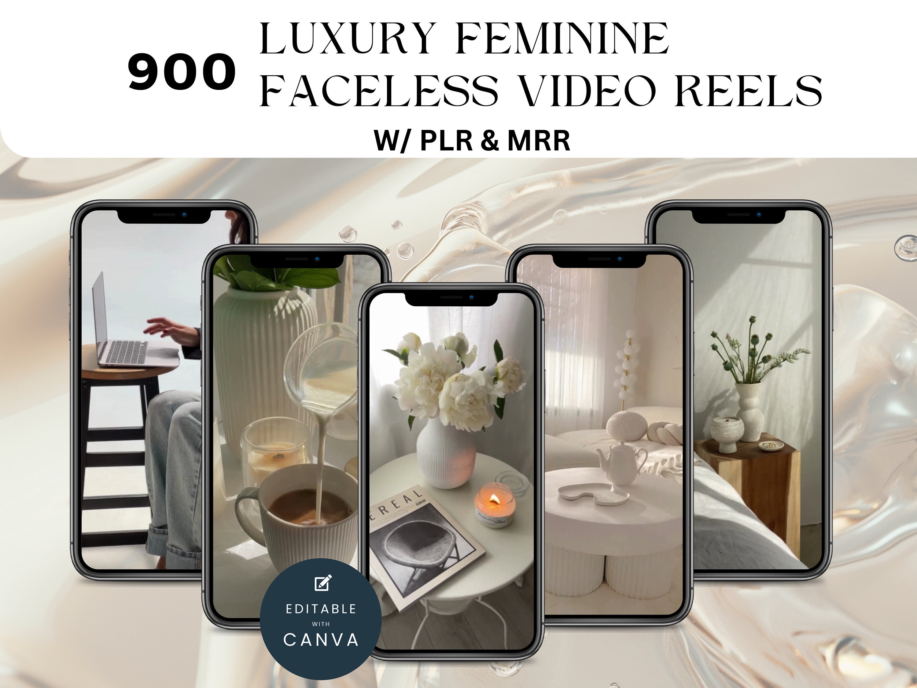 Faceless Reels Master Resell Rights, Done For You Luxury Aesthetic Videos For Faceless Marketing, Be your own Social Media Manager, PLR