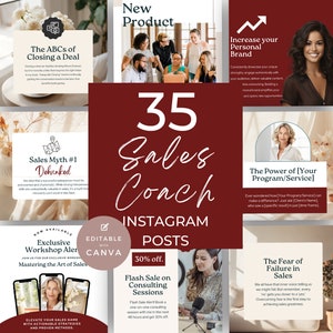 Business Coach Instagram Templates for an aesthetic Instagram Puzzle, Luxe Social Media Graphics, Customisable Design
