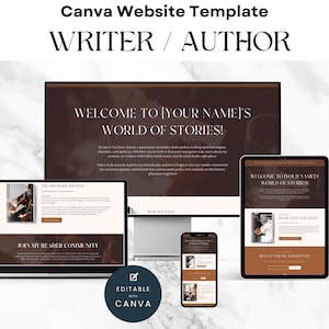 Canva Website Templates for Authors and Writers, Customizable Author Website, Easy Landing Page, Information Page, Digital Products Design