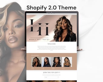 Tema SHOPIFY per attività nel settore dei capelli, banner di lusso moderni per boutique per il template del sito web Shopify. Banner web per negozi di parrucche o imprenditori del settore capelli.