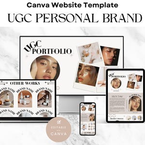 Modelo de Portfólio UGC Canva, Modelo de Site Editável para Criadores de Conteúdo, Kit de Mídia Moderno, Promoção em Mídias Sociais, Download Instantâneo
