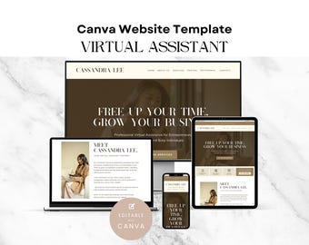 Plantilla de sitio web para administrador de redes sociales - Sitio web de Canva para asistente virtual - Agencia de marketing digital - Página de destino Boho