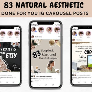 Natural Aesthetic Instagram Carousel Templates - MRR PLR Digital Products - Perfect for Social Media Growth - Easy to Use, PLR
