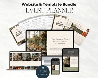 Plantilla y paquete de sitio web de Canva para organizadores de eventos, diseño de página de destino para gestores de eventos, plantillas profesionales para empresas de organización de fiestas