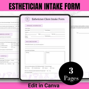 Editable Esthetician Consent Forms - Facial Treatment Forms - Client Intake Templates - Spa Business Forms
