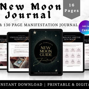 New Moon Journal PDF | Lunar Manifestation Guide | Intentions Workbook | Astrology Moon Ritual Planner | Spiritual Digital Download