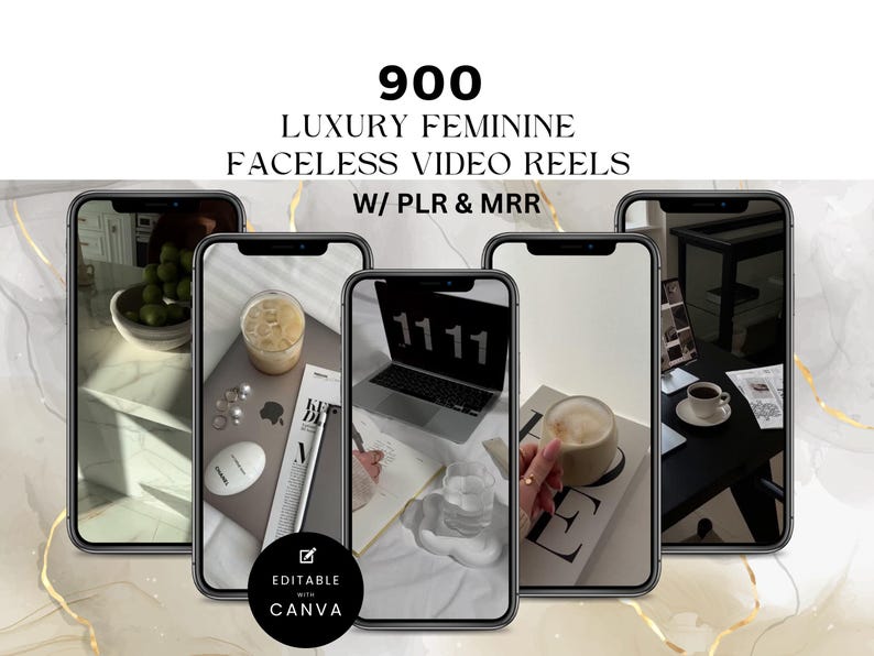 フェイスレスリールマスターの再販権、フェイスレスマーケティングのための高級美的ビデオ、あなた自身のソーシャルメディアマネージャー、PLR 画像 1