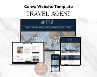 Travel Agent Website Template, Customizable Canva Design for Travel Agency, Easy Edit Landing Page, Professional Travel Agent Site