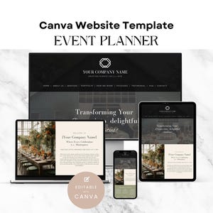 Modèle de site Web Canva pour organisateur d'événements, conception de page de destination pour gestionnaire d'événements, modèle Web professionnel Canva pour organisateurs de soirées