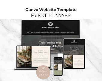 Canva-webbmall för evenemangsplanerare, landningssidesdesign för evenemangsansvarig, professionell Canva-webbmall för festplanerare