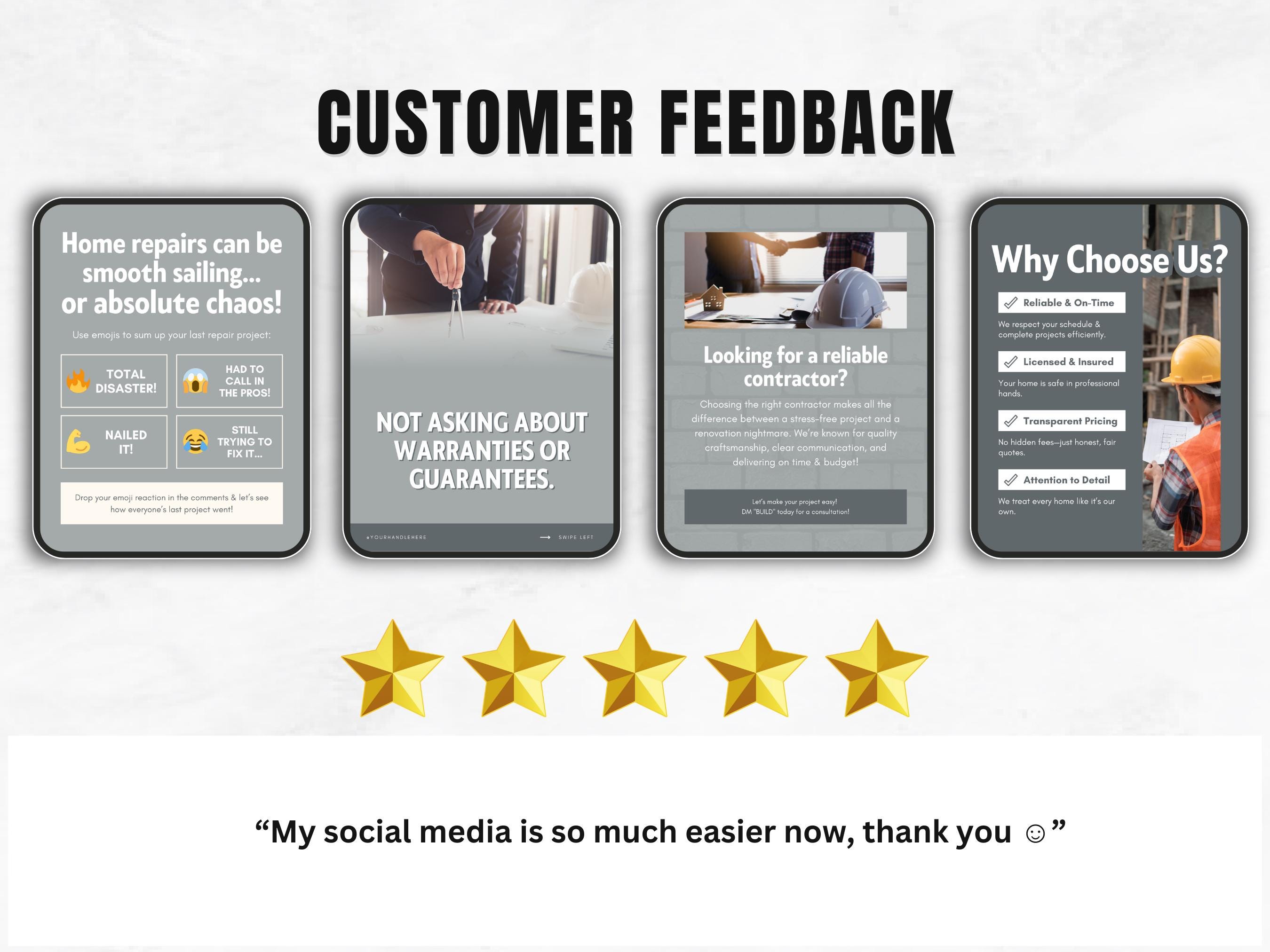 Contractor Posts Contractor Social Media Post Templates, Editable Instagram Templates ...