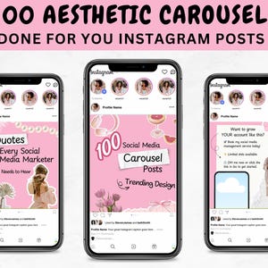 Cozy Pink Instagram Carousel Templates - MRR PLR Digital Products - Perfect for Social Media Growth - Easy to Use, PLR