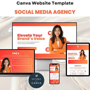Social Media Agency Canva Website Template, Digital Marketing Manager Landing Page Design, Professional Web Template for Branding business