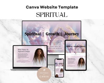Spiritual Healer Canva One Page Website Landing Page, Professional Canva Template for Physic Entrepreneurs. Crystal Therapy Business Sales
