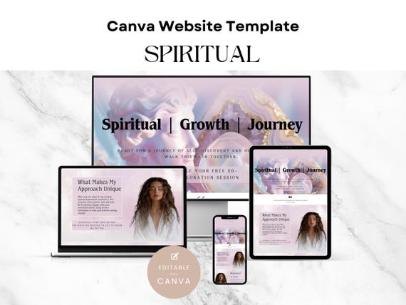 Spiritual Healer Canva One Page Website Landing Page, Professional Canva Template for Physic Entrepreneurs. Crystal Therapy Business Sales
