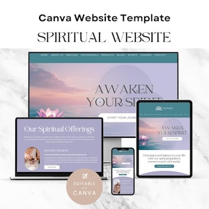Spiritual Healer Reiki Canva One Page Website Landing Page, Professional Template for Physic Entrepreneurs. Crystal Therapy Business Sales