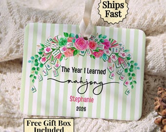 Mahjong Lovers Gift Ornament, Beginner Mahjong Player Keepsake, The Year I Learned Mahjong, Mahjong Night Gift, Mahjong Holiday Gift