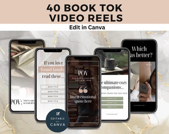 Plantilla de carrete de Bookstagram para amantes de los libros, Canva, marketing para autores, participación de los lectores, redes sociales, estética de libros, carretes de TikTok de libros