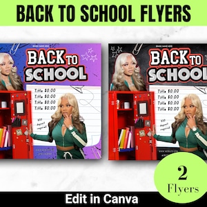 Back to School Summer Editierbarer Canva Hair Flyer - Buchungsflyer für Friseurtermine - Social Media Template - Hair Salon Promotionen