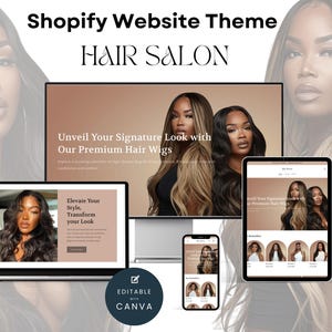 SHOPIFY Theme for Hair Business, Modern Boutique Luxury Banners for Shopify Website Template. Web Banners for Wig Shop or Hair Entrepreneur