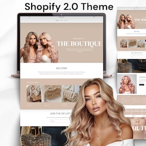 女性ファッション向け SHOPIFY テーマ、Shopify ウェブサイト テンプレート用のモダン ブティック ラグジュアリー バナー。衣料品店起業家向け Web バナー
