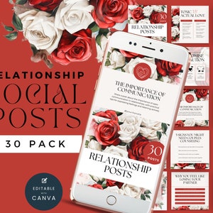 Relationship Coach Instagram Templates for an aesthetic Instagram Puzzle, Couples Social Media Graphics, Customisable Design