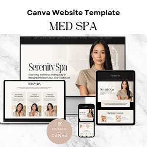 Plantilla de sitio web de Canva para spa médico / Negocio de cuidado de la piel o spa, página de inicio de salón de belleza para artistas de pestañas, dermatólogos y esteticistas