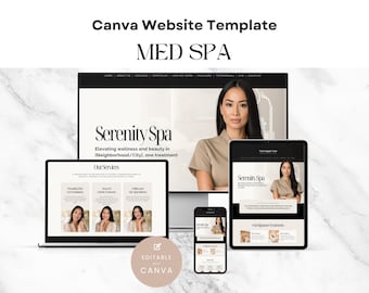 Med Spa Canva Website Template | Skin Care or Spa Business, Beauty Salon Landing Page for Lash Artists, Dermatologist and Estheticians