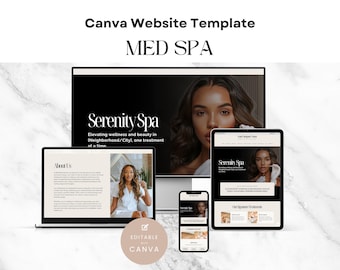 Black Med Spa Canva Website Template | Skin Care or Spa Business, Beauty Salon Landing Page for Lash Artists, Dermatologist and Estheticians