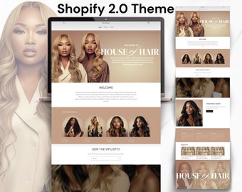 SHOPIFY Theme for Hair Business, Modern Boutique Luxury Banners for Website Template. Web Banners for Wig Shop or Hair Entrepreneur