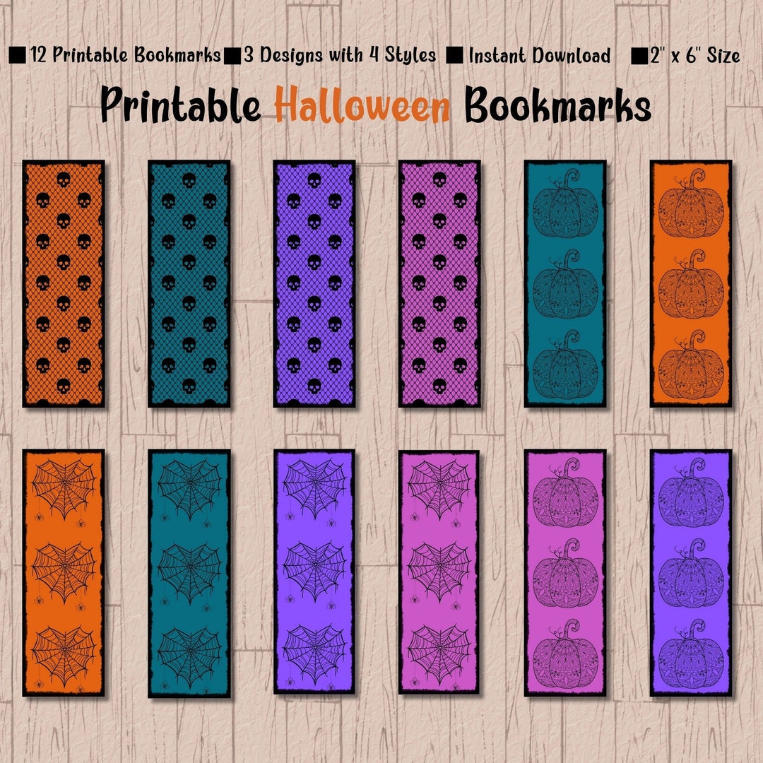 Printable Bookmark Set Halloween Bookmark Dark Witchy Etsy