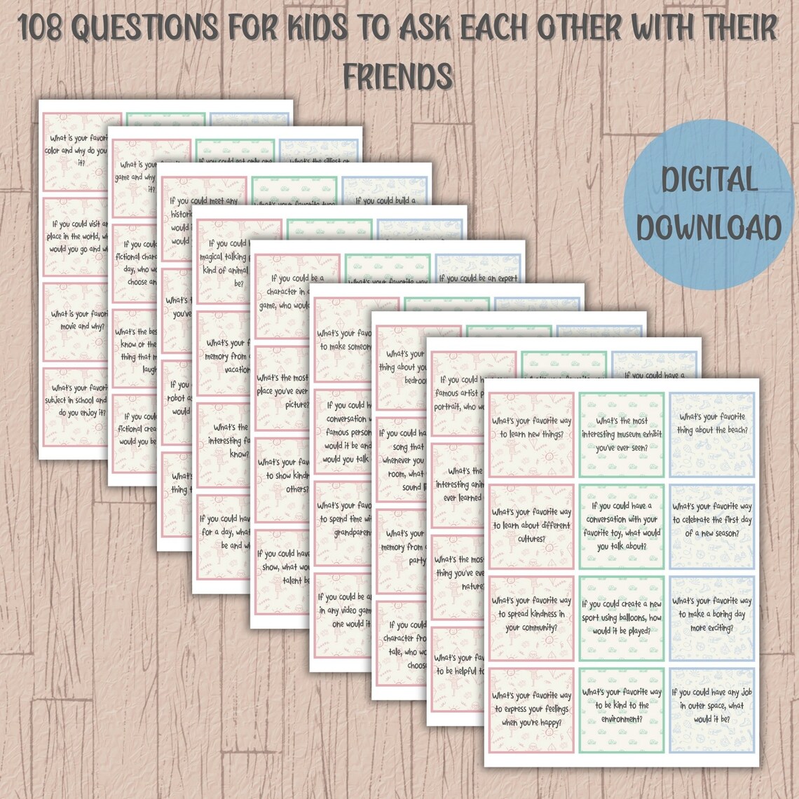 Conversation Starter Cards Printable Kids Games Kids Activities ...