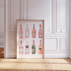 Champagnekunst aan de muur | barwagenkunst | Retro aquarel champagne cocktailposter | Preppy kamerinrichting | digitale afdruk direct downloaden