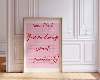 Guest Check Print "You're Doing Great": Dopamine Decor, Motivational Poster