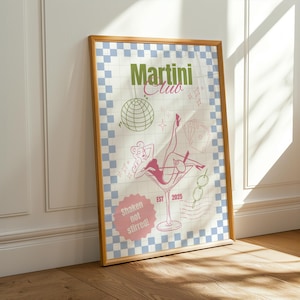 Obraz retro Martini | Sztuka wózka barowego | Estetyka starych pieniędzy | Modna sztuka koktajlowa | Brudny wydruk Martini | Natychmiastowe pobranie wydruku cyfrowego