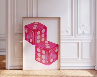 Iridescent Lucky Dice Print: Y2K Indie Room Decor