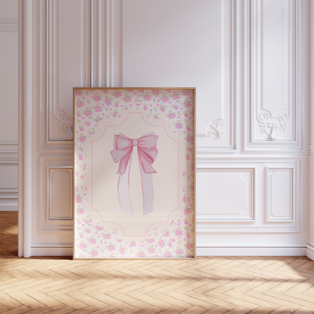 Pink Bow Wall Art | Coquette Room Decor | Balletcore Aesthetic ...