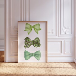 Sage green wall art | Green bow | Coquette style room decor | instant download | digital print
