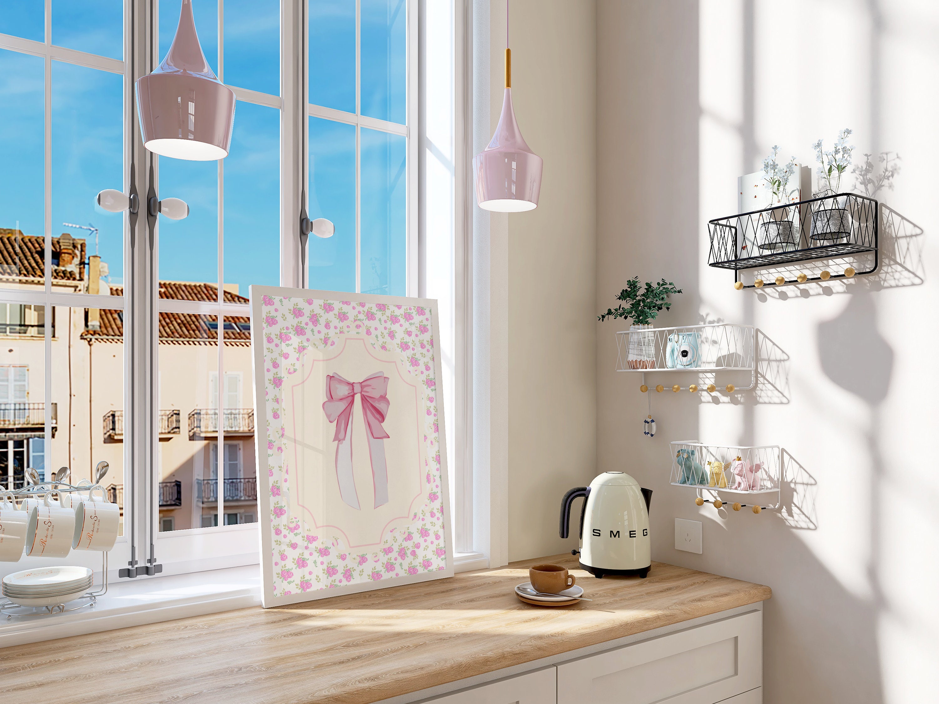 Pink Bow Wall Art Coquette Room Decor Balletcore Aesthetic Instant ...