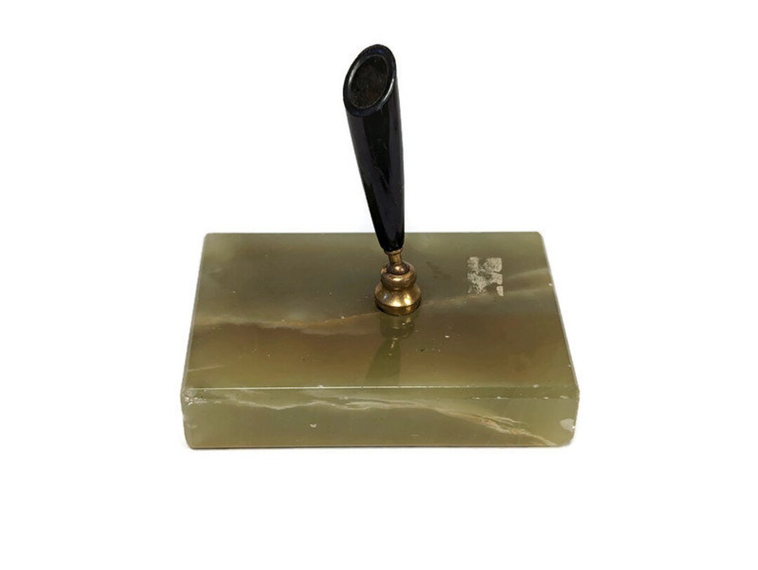 Vintage Green Marble Pen Holder Etsy