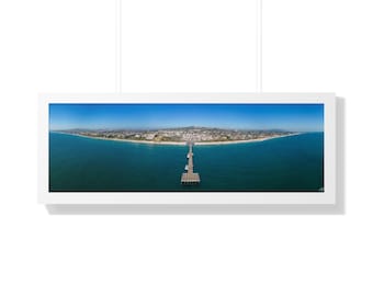 Out Over the Pier | San Clemente | California | Framed Panoramic Aerial Photo Print | 12&quot; x 36&quot;